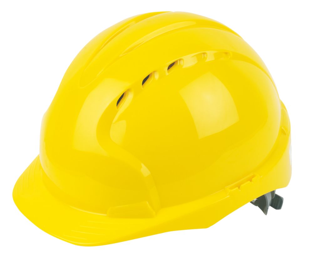 Casque de sécurité ventilé à cliquet coulissant et visière moyenne JSP EVO2 jaune 