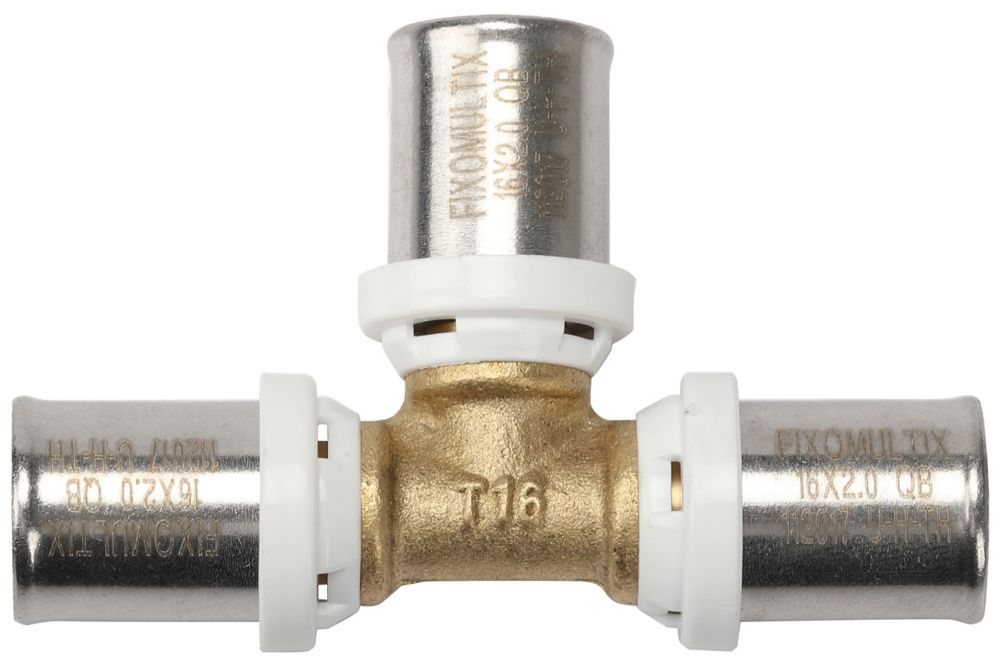 Nez de robinet coudé à pression en laiton Fixoconnect 16mm x F 1/2