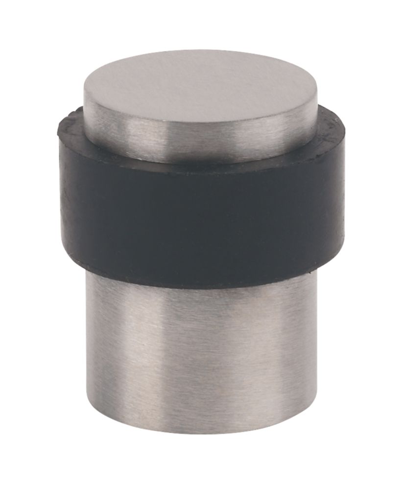 Butée de porte ronde Eclipse en acier inoxydable satiné 