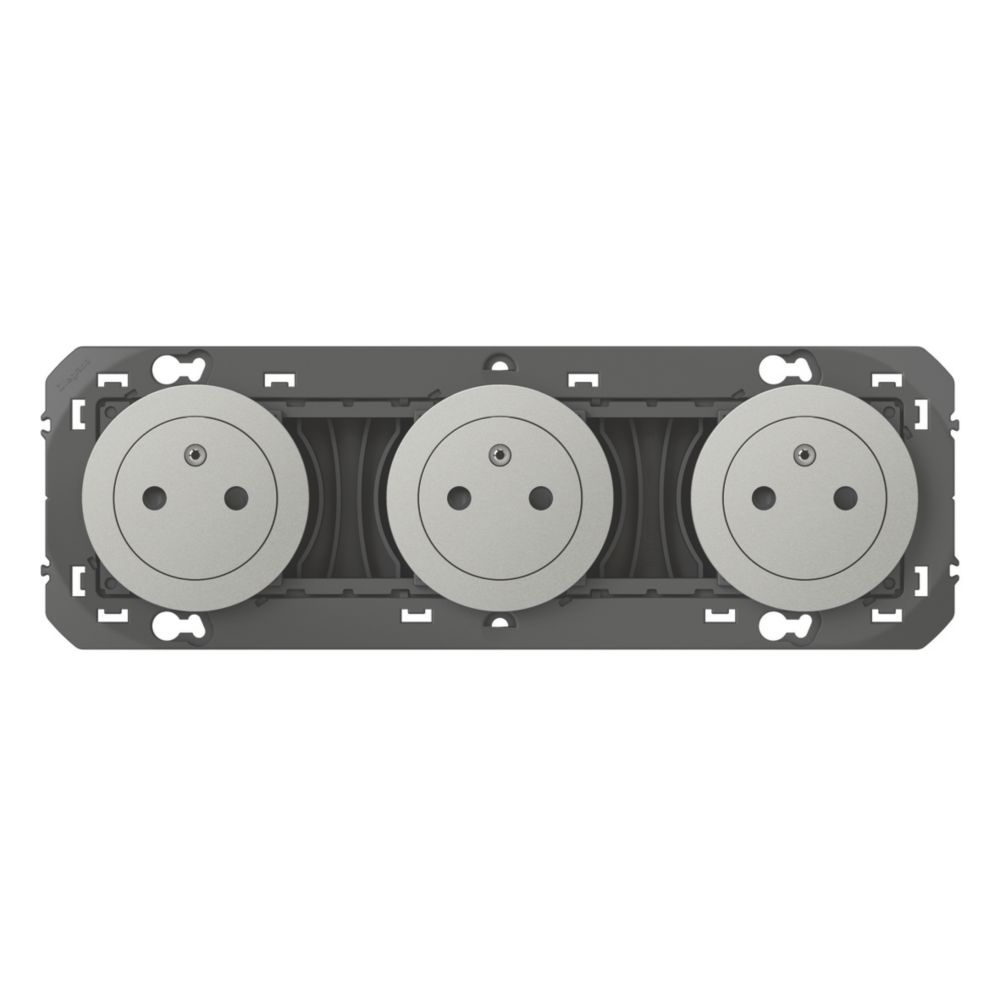 Triple prise terre 3 postes Dooxie aluminium Legrand