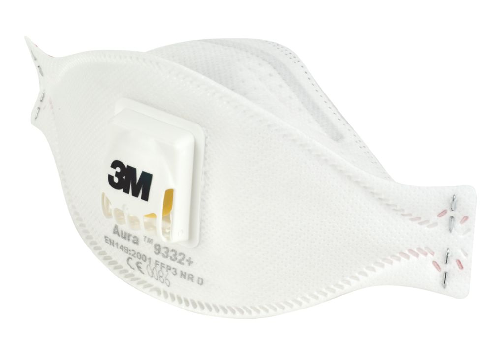 Appareil de protection respiratoire contre les poussières/brouillards/vapeurs à soupape jetable 3M 9332+ P3 