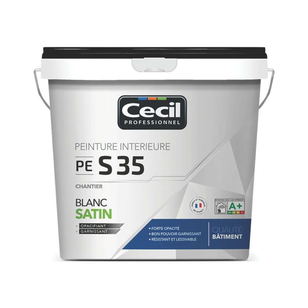 Peinture acrylique blanc satiné Cecil Professionnel PE S35 5L