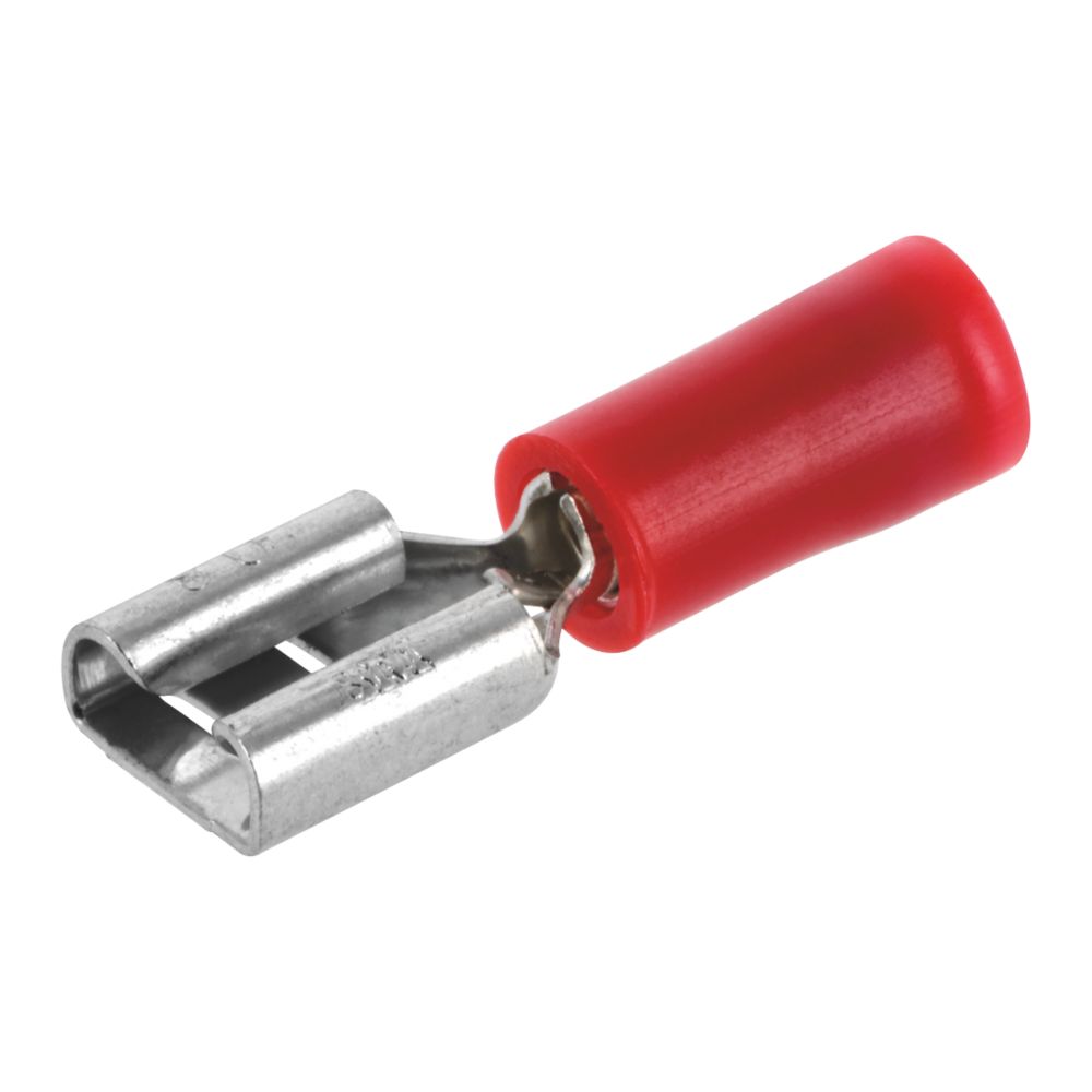 Fiches plates enfichables (F) rouges isolées 6,3mm Klauke, lot de 100