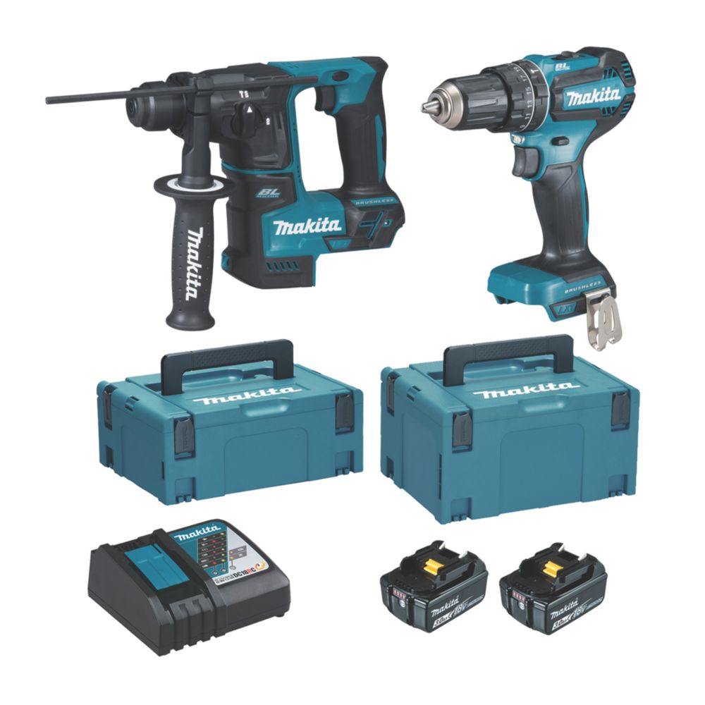 Pack 2 outils perceuse visseuse et perforateur burineur SDS+ sans fil Makita 18V 2 x 3,0Ah Li-ion LXT