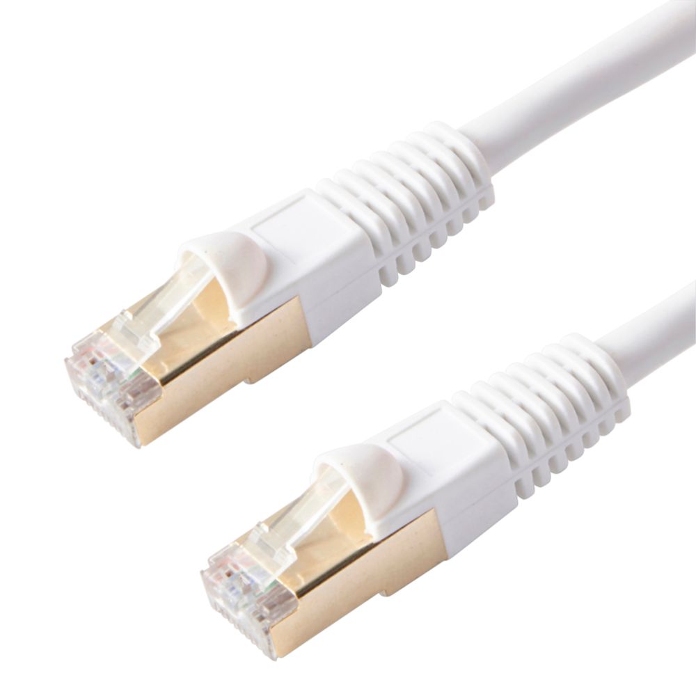 Câble Cat 6 RJ45 blanc non blindé Blyss Blanc, 2m Câbles et