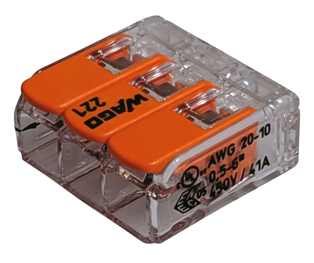 Bornes à levier 3 broches Wago 41A, lot de 30