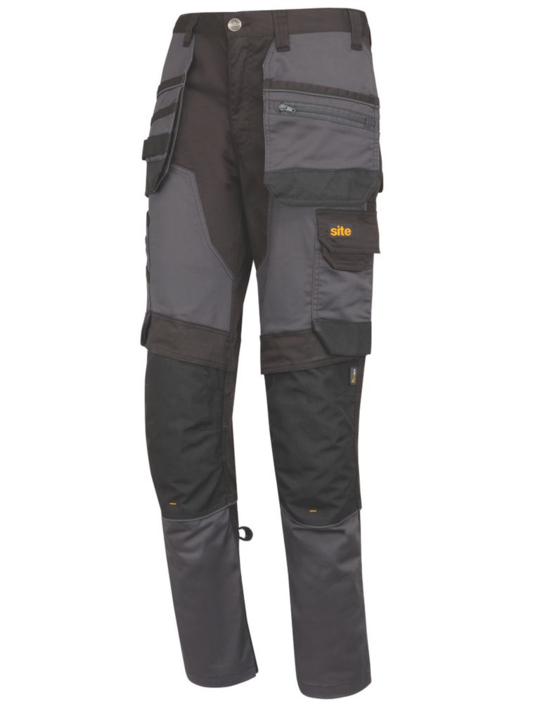 Pantalon de travail extensible à poches Bolden Site, gris et noir, taille 44, longueur 81 cm