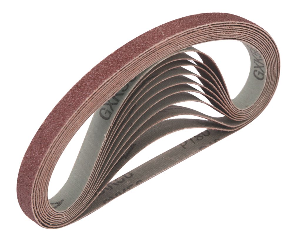 Lot de 10 bandes abrasives non perforées 457 x 13mm grain 180 Titan