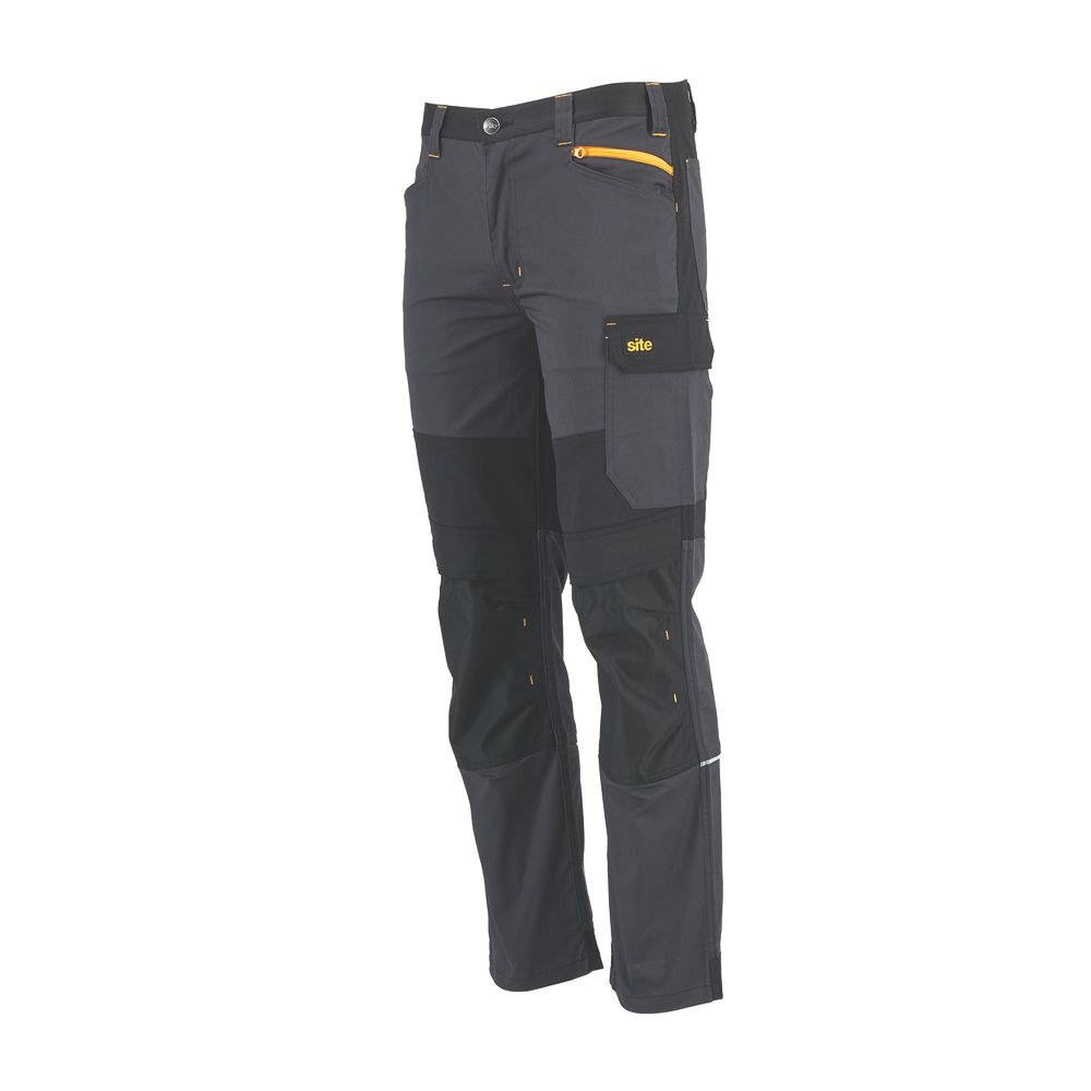 Pantalon de travail multipoches extensible Site Allman gris/noir, taille 46 longueur 81 cm 