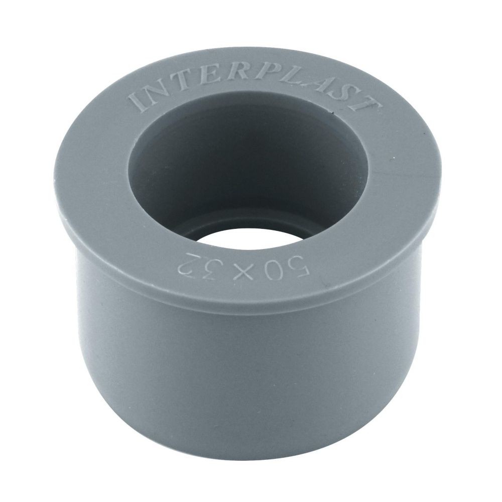 Réduction incorporée PVC mâle/femelle 50 x 32mm à coller gris Fitt