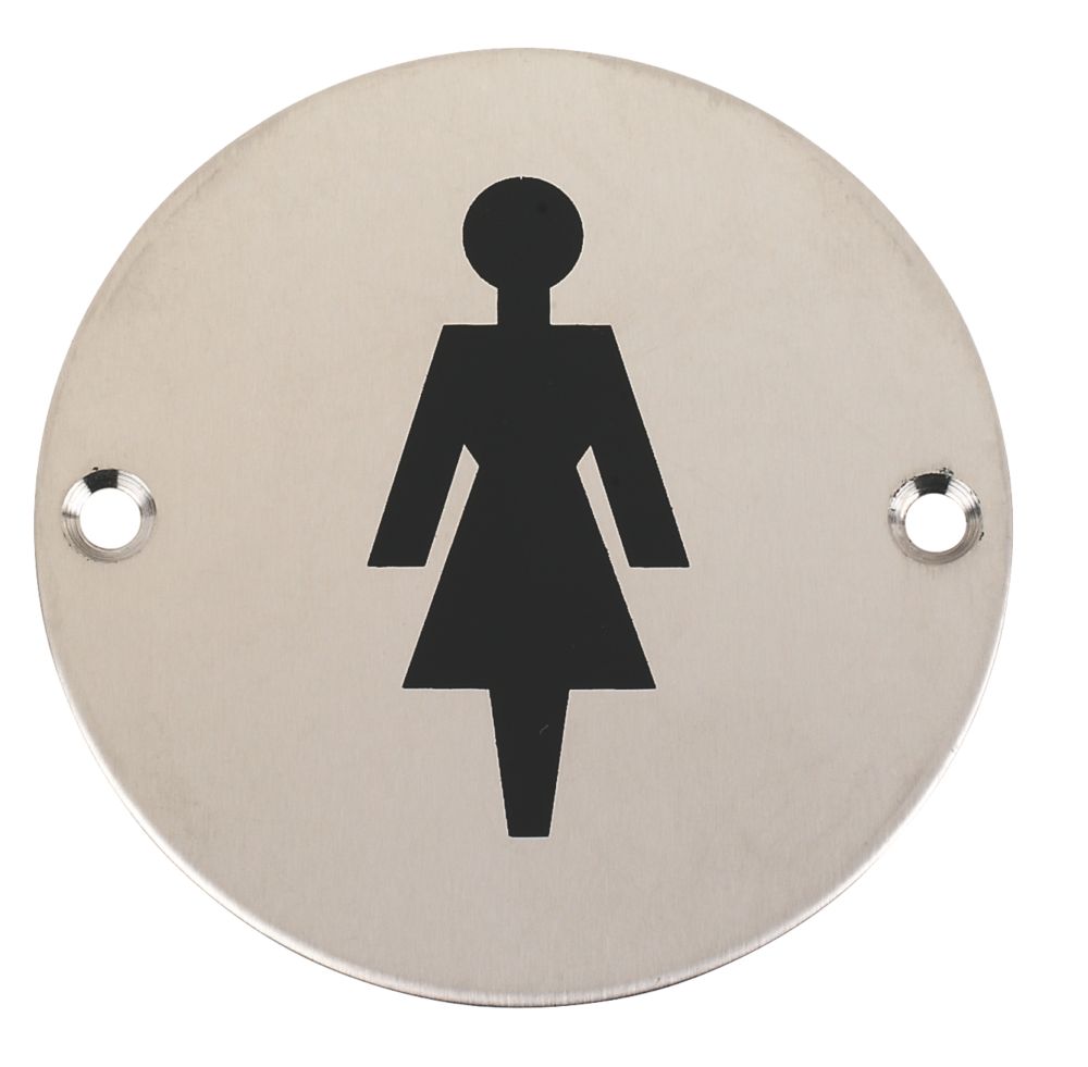 Panneau de signalisation WC femmes en acier inoxydable satiné 76mm 