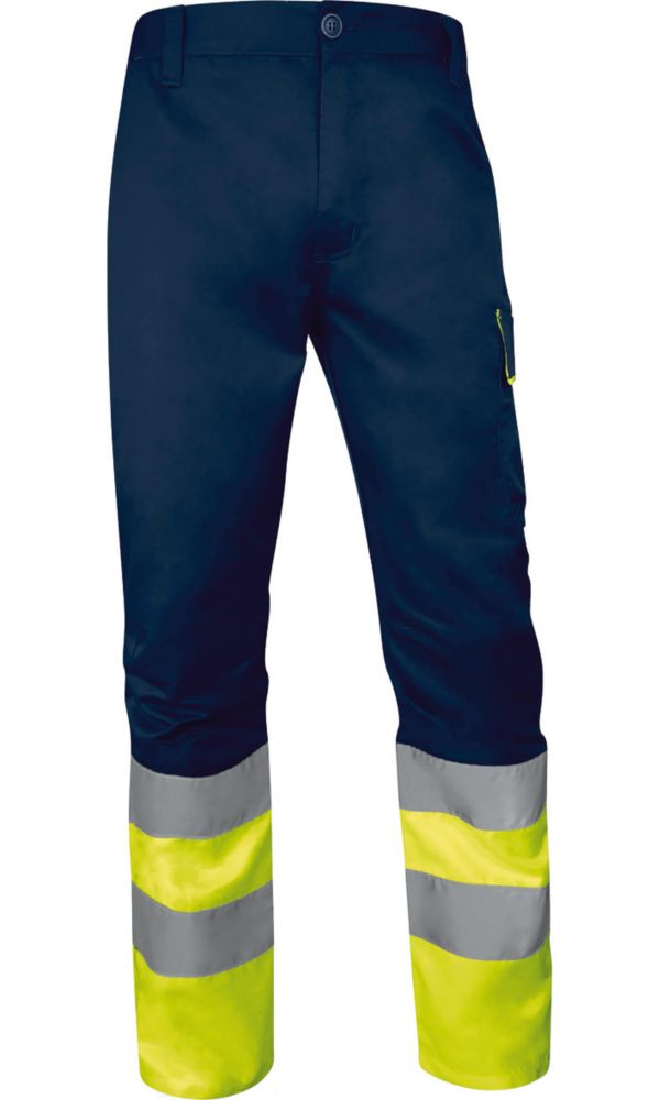 Pantalon haute visibilité Delta Plus M1PA2HVCL1 jaune fluorescent/bleu marine taille 3XL (58-60 cm) longueur 84 cm