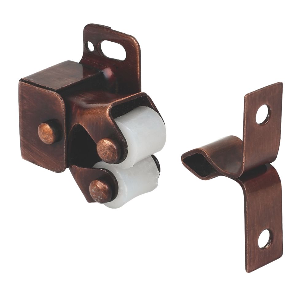 Lot de 10 loqueteaux de meuble à rouleaux effet bronze 32 x 25mm