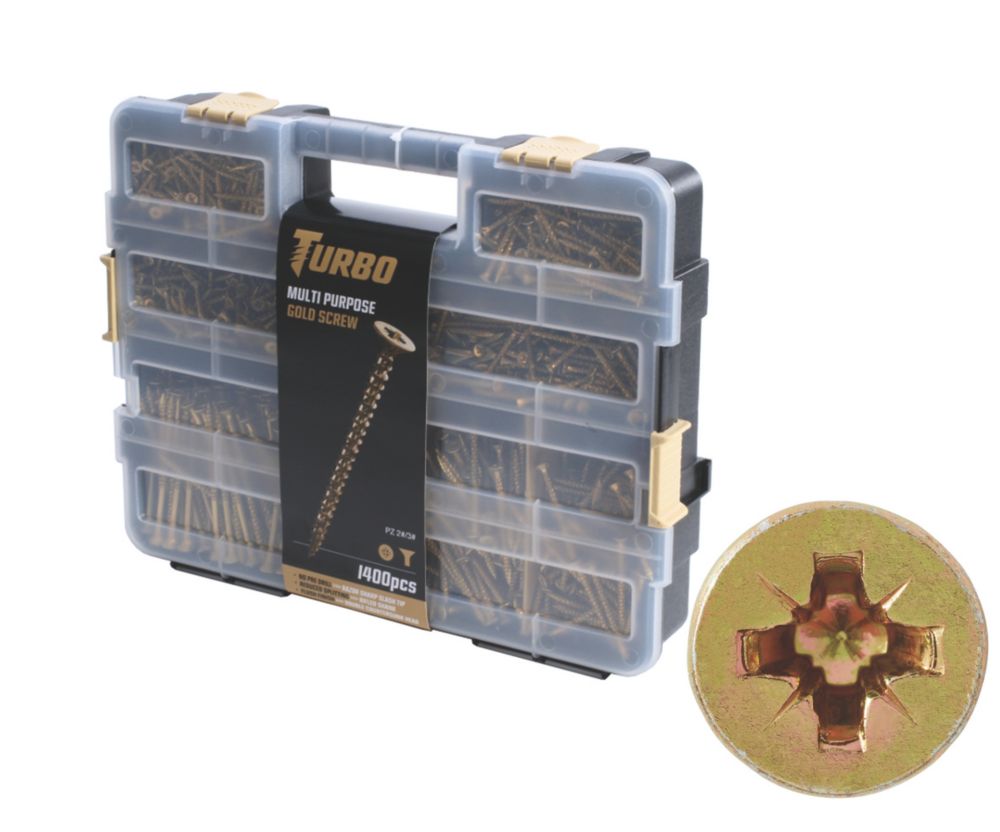 Coffret professionnel de 1400 vis à bois à tête fraisée PZ Turbo