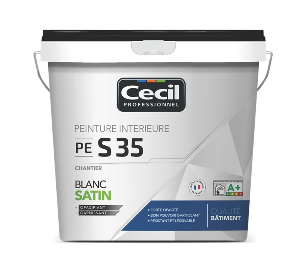 Peinture acrylique blanc satiné Cecil Professionnel PE S35 15L