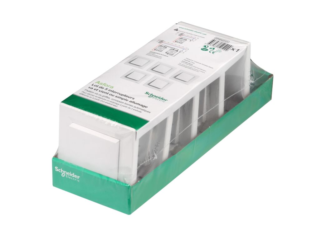 Va-et-vient 1 poste Asfora Blanc Schneider Lot de 5