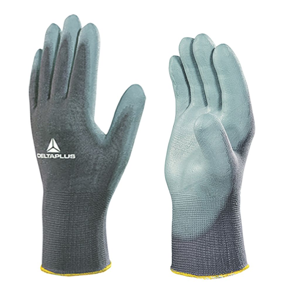 Lot de 12 gants de manutention en PU Delta Plus VE702PG gris taille L