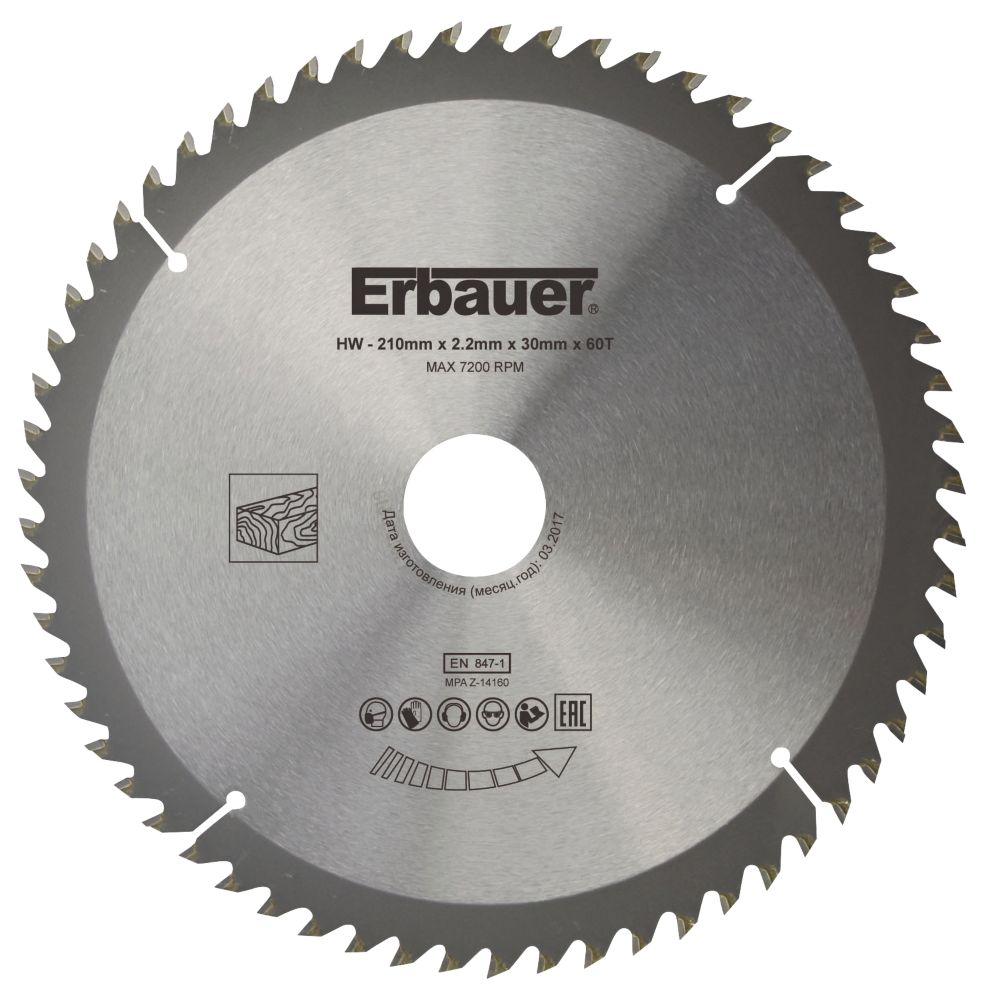 Lame de scie circulaire 210 x 30mm 60 dents Erbauer