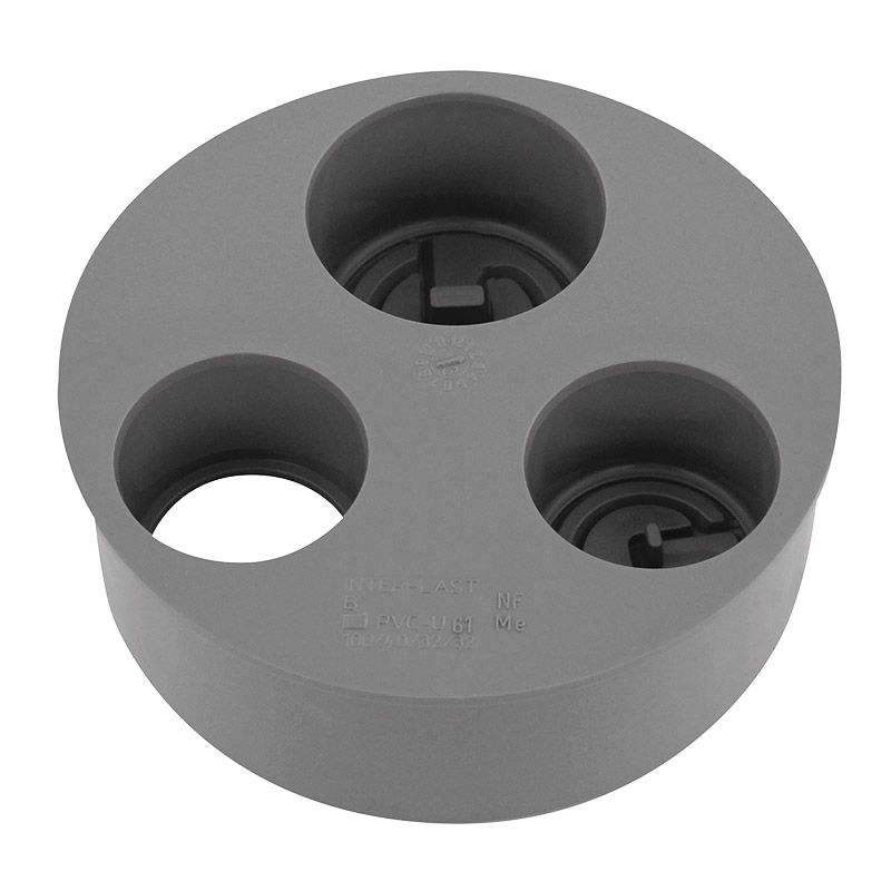 Tampon de réduction PVC triple NF mâle/femelle 100x40x32x32mm à coller gris Fitt
