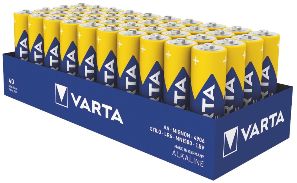 Pile alcaline Varta Longlife Power AA, lot de 40