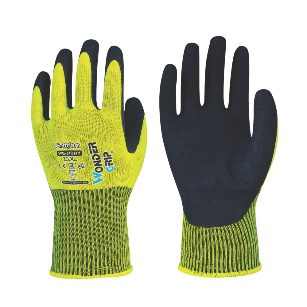Gants de manutention Wonder Grip WG-310HY Comfort jaune haute visibilité/noir taille XL