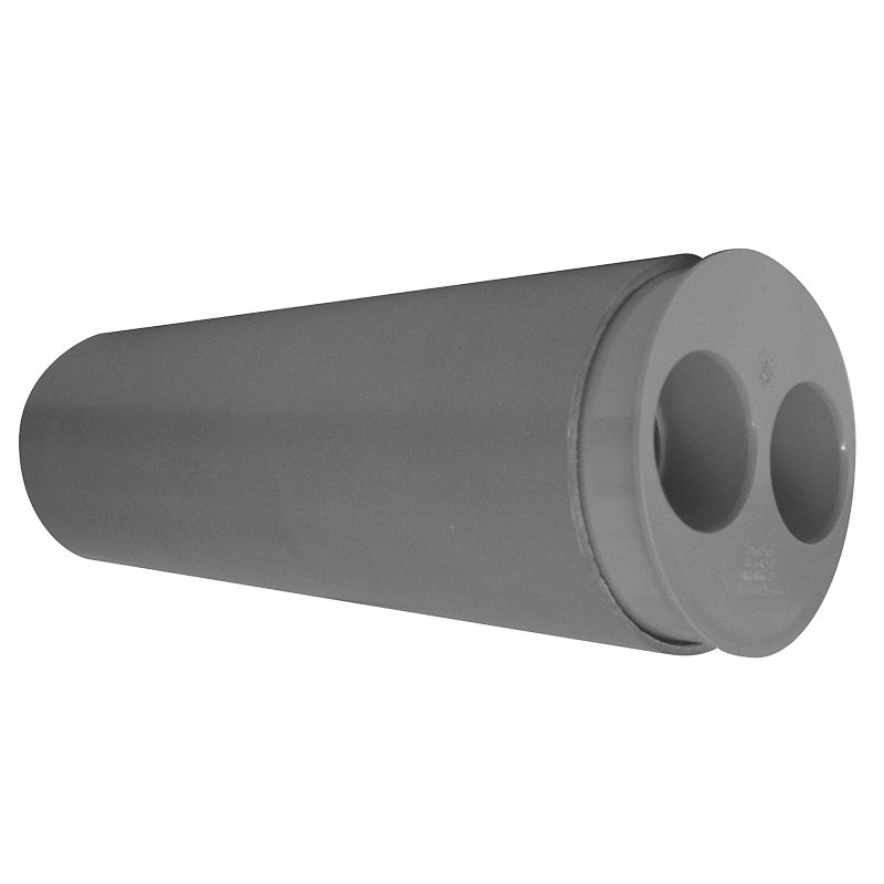 Tampon de réduction PVC double NF mâle/femelle 93x40x40mm à coller gris Fitt