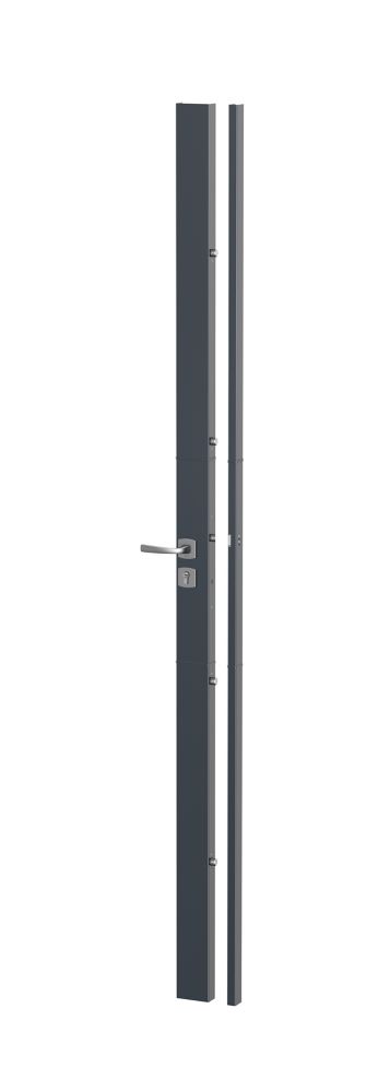 Serrure multipoints en applique Vachette PROTECTIVE A2P1* gâche applique, cylindre Volt Synkro et poignée Muze. Gris anthracite, droite