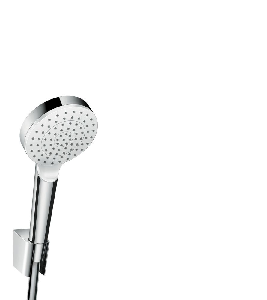 Ensemble de support de douchette Hansgrohe Crometta au design contemporain blanc/chromé