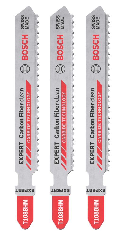 Lot de 3 lames pour scie sauteuse 92mm Carbon Fiber clean T108BHM Expert Bosch