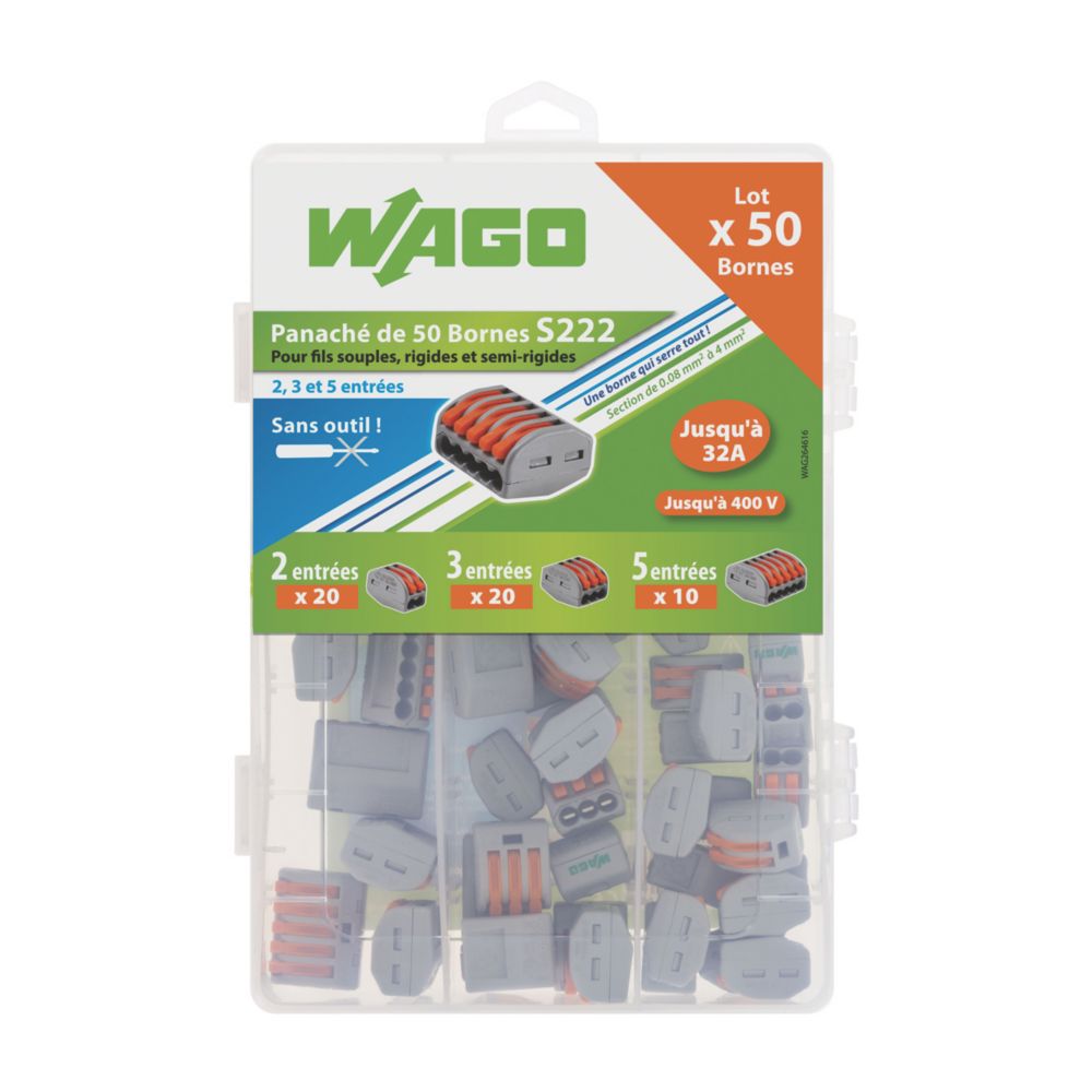 Ensemble de connecteurs Wago S222, 50 pièces