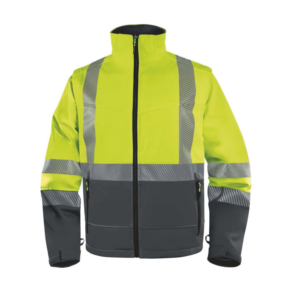 Veste Softshell imperméable haute visibilité 2 en 1 Delta Plus, jaune/gris, taille S