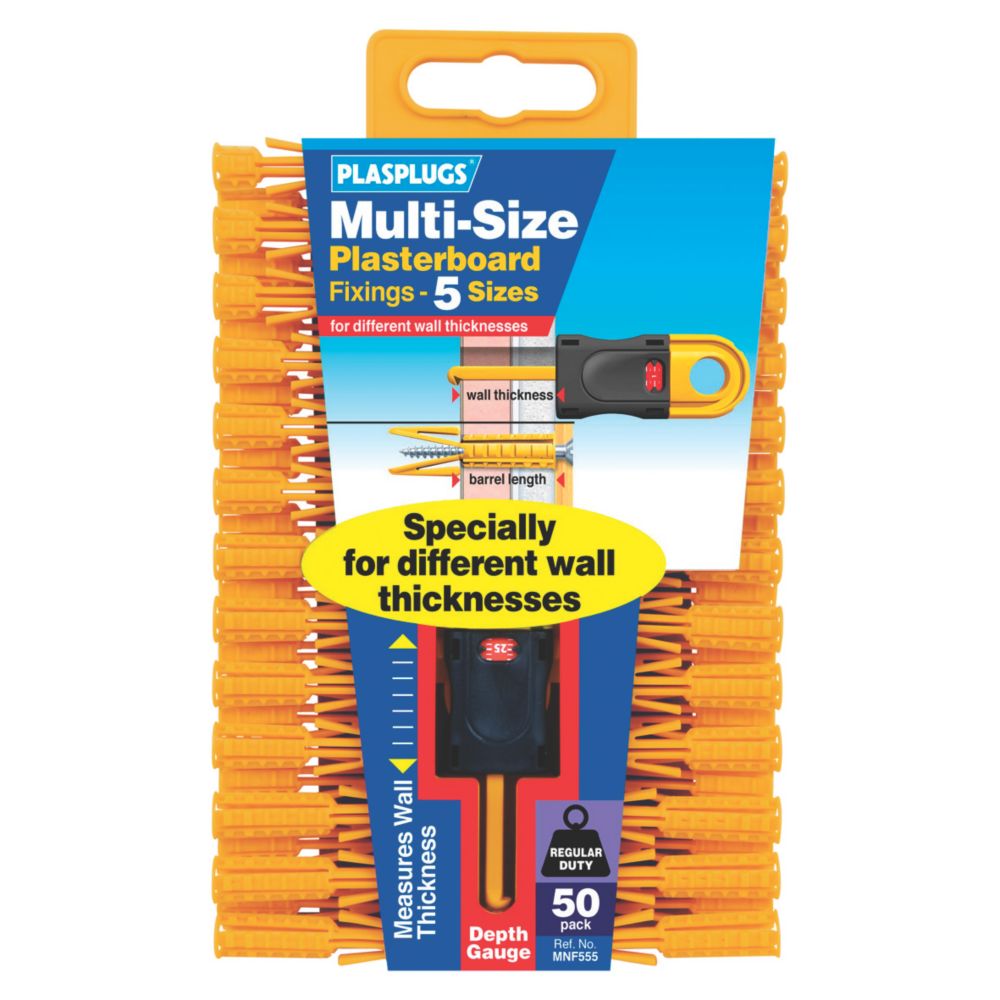 Lot de 50 fixations de plusieurs tailles Plasplugs