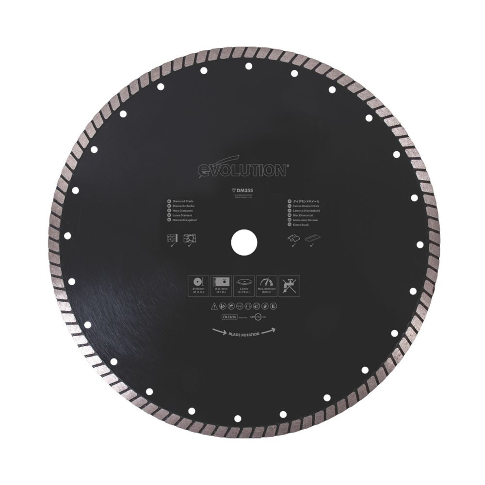 Disque diamant turbo béton 355 x 25,4mm Evolution