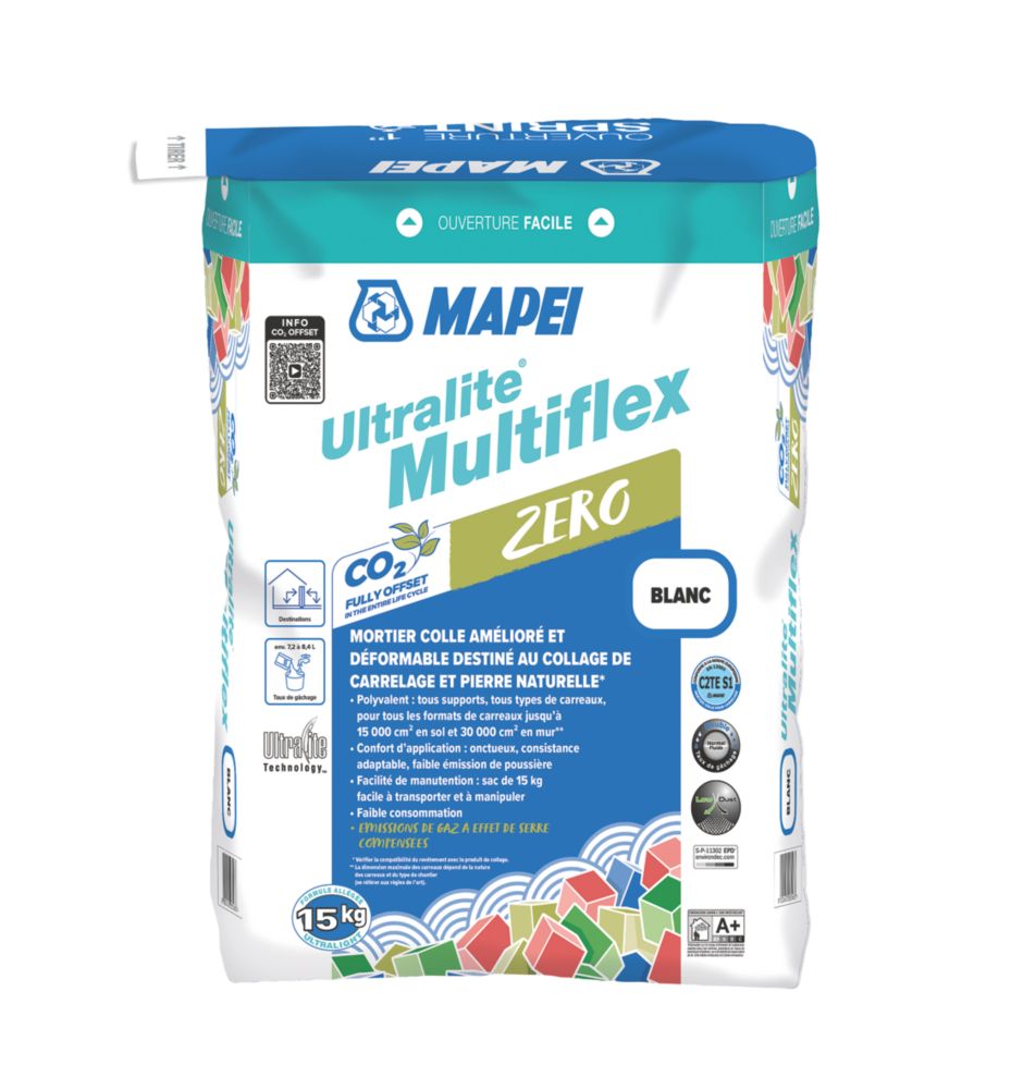 Colle en poudre pour carrelage mur et sol Mapei, colle pour carrelage en poudre légère 15kg