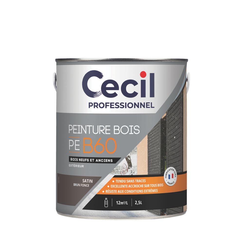 Peinture pour bois Cecil Professionnel gris galet satin 2,5L