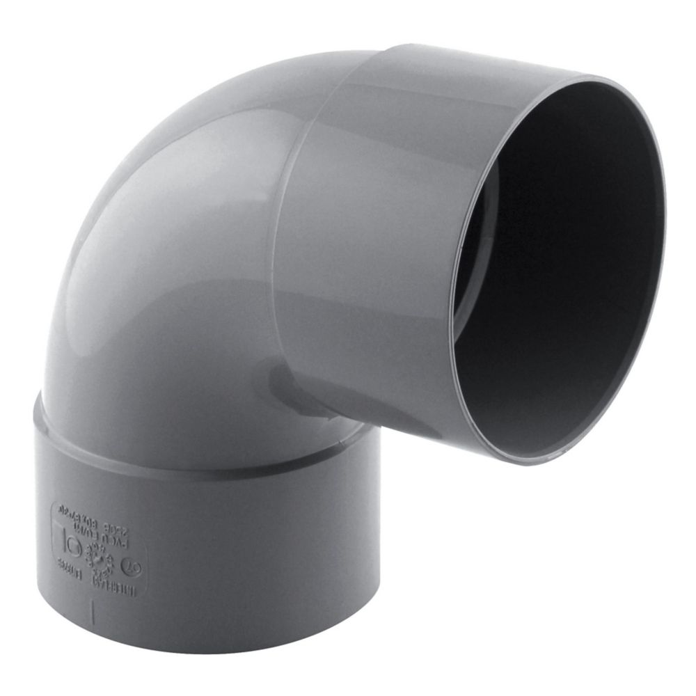 Coude PVC NF femelle à 87° 80mm à coller gris Fitt