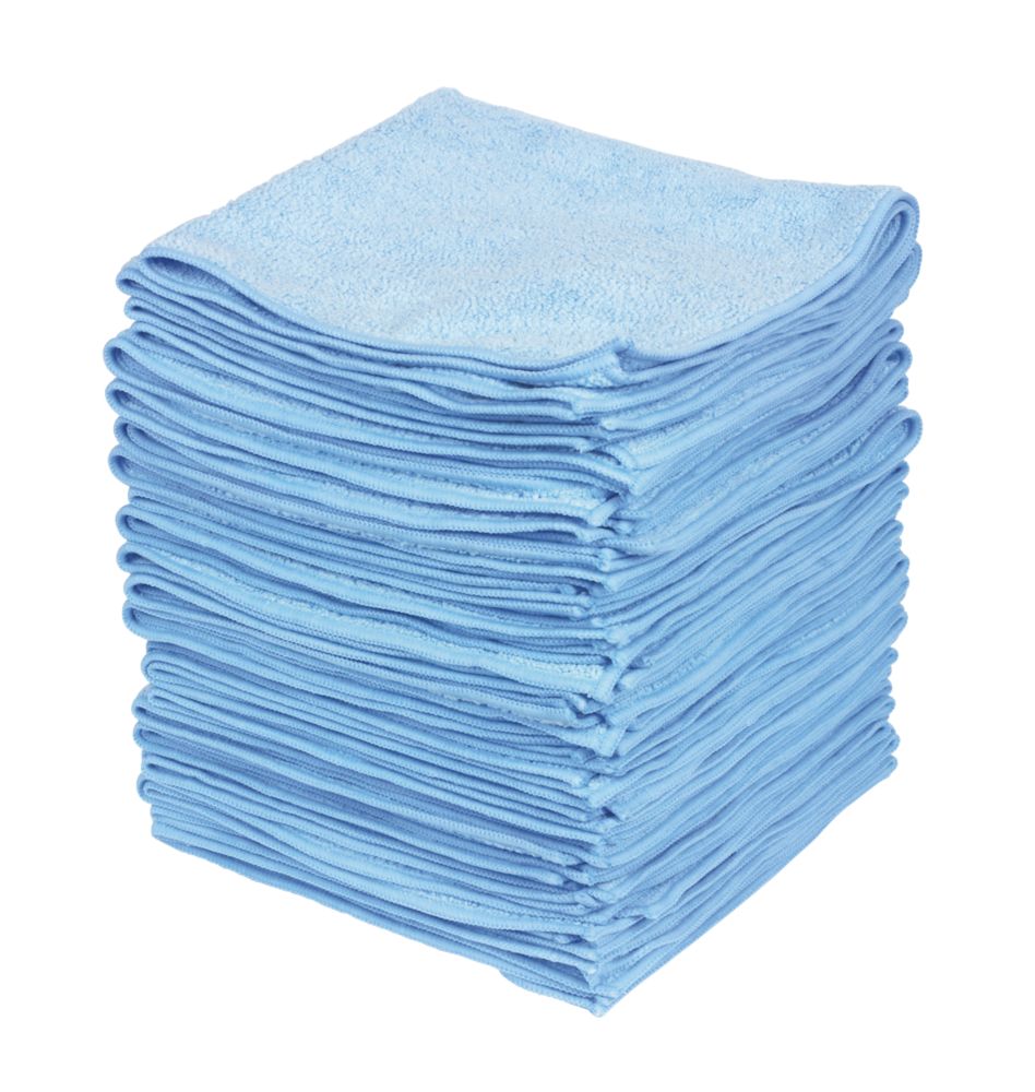  50 chiffons microfibres bleus 380 x 380mm