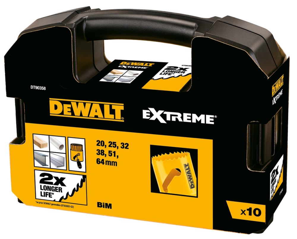 Coffret de 10 scies cloches Extreme BIM bois/métal/plastique DeWalt