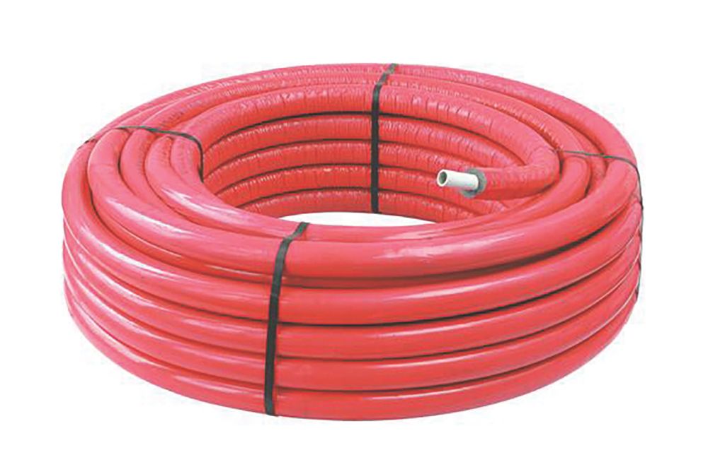 Tube multicouche isolé avec raccord à pression Fixoconnect 16mm x 50m rouge 1 pièce