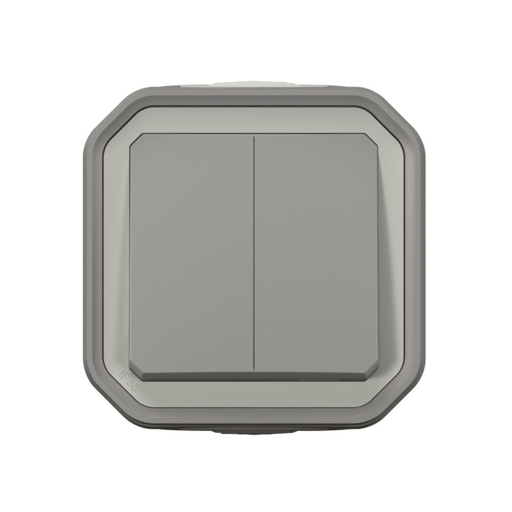 Double va-et-vient étanche complet Plexo 1 poste gris Legrand