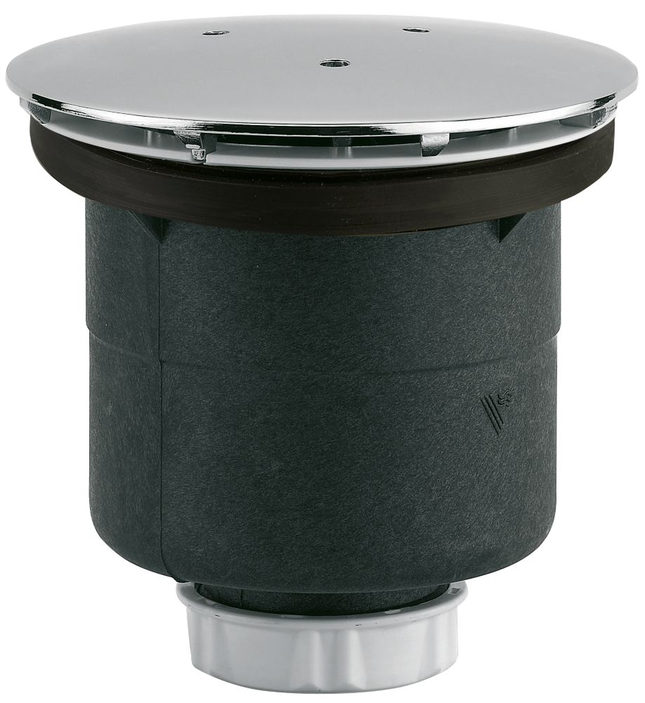 Bouchon de douche avec couvercle métallique Valentin noir/chromé 90mm, Vidage douche / baignoire
