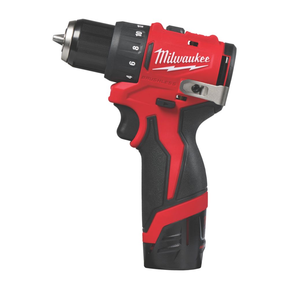 Perceuse visseuse compacte sans fil brushless Milwaukee M12 BLDDRC 220-240V Li-Ion RedLithium 2 x 2Ah 