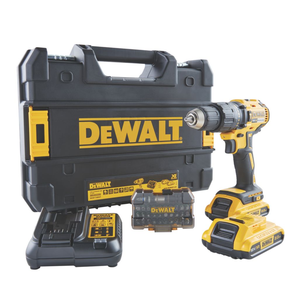 Perceuse visseuse à percussion sans fil brushless DCD778D2TA 2x2,0Ah au lithium XR DeWalt 18V