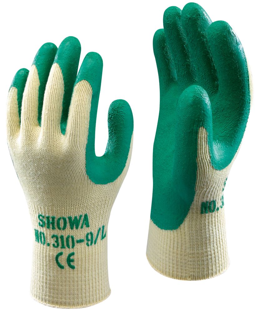 Gants de manutention en latex Showa 310 verts taille L
