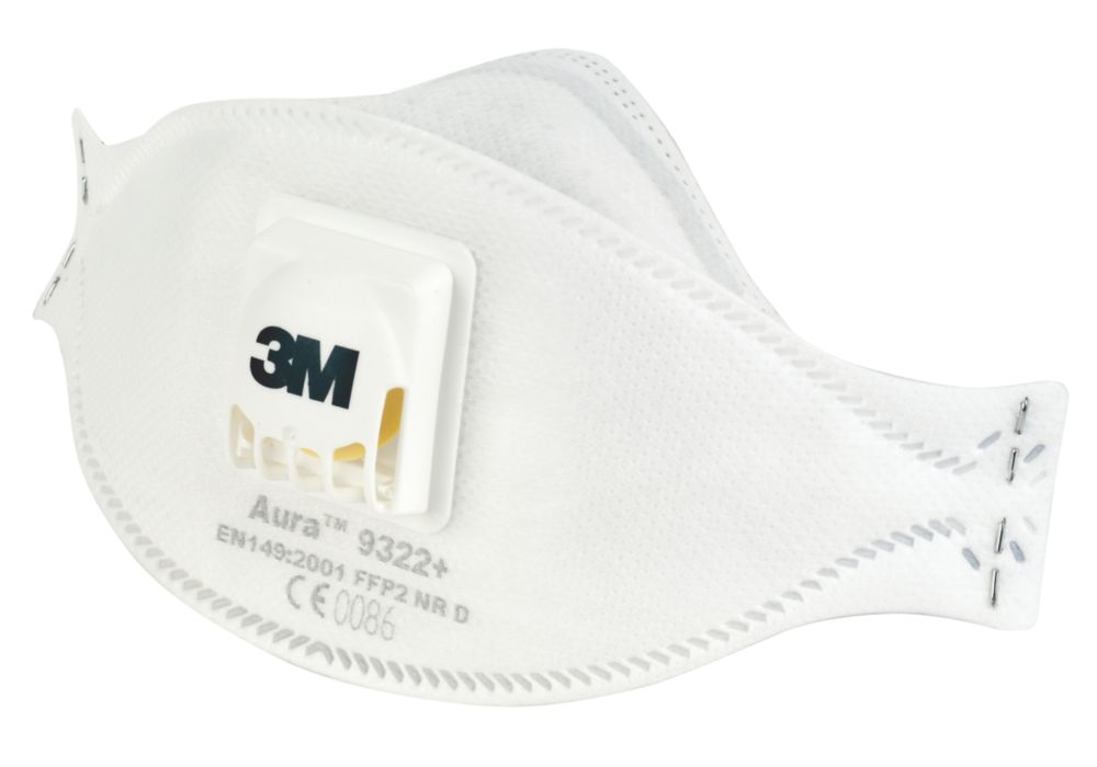 Appareil de protection respiratoire contre les poussières/brouillards à soupape jetable P2 3M Aura 9322 
