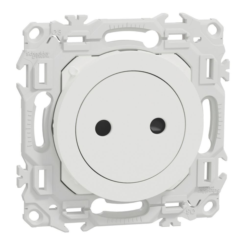 Prise sans terre affleurante 1 poste Schneider Electric Odace blanc