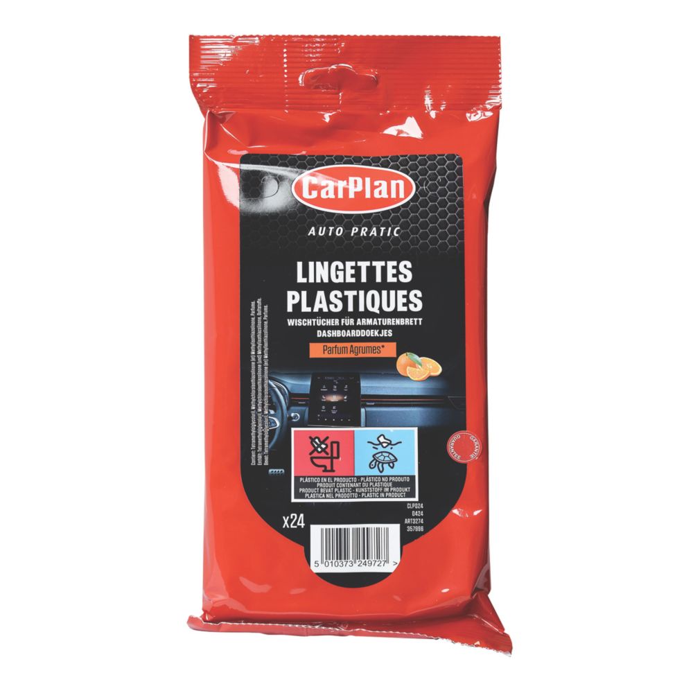 Lingettes nettoyantes CarPlan parfum agrumes 24 pièces