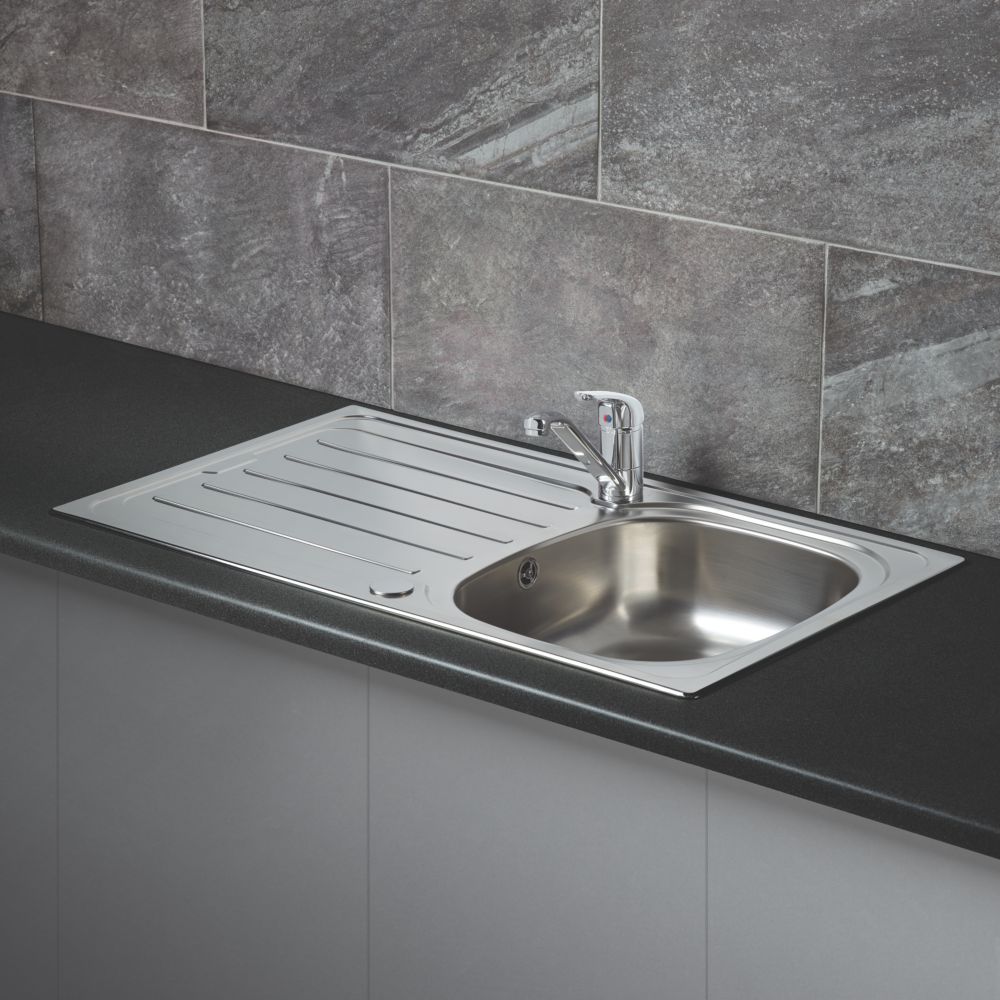 Évier et égouttoir de cuisine en acier inoxydable 1 bac 860 x 500mm