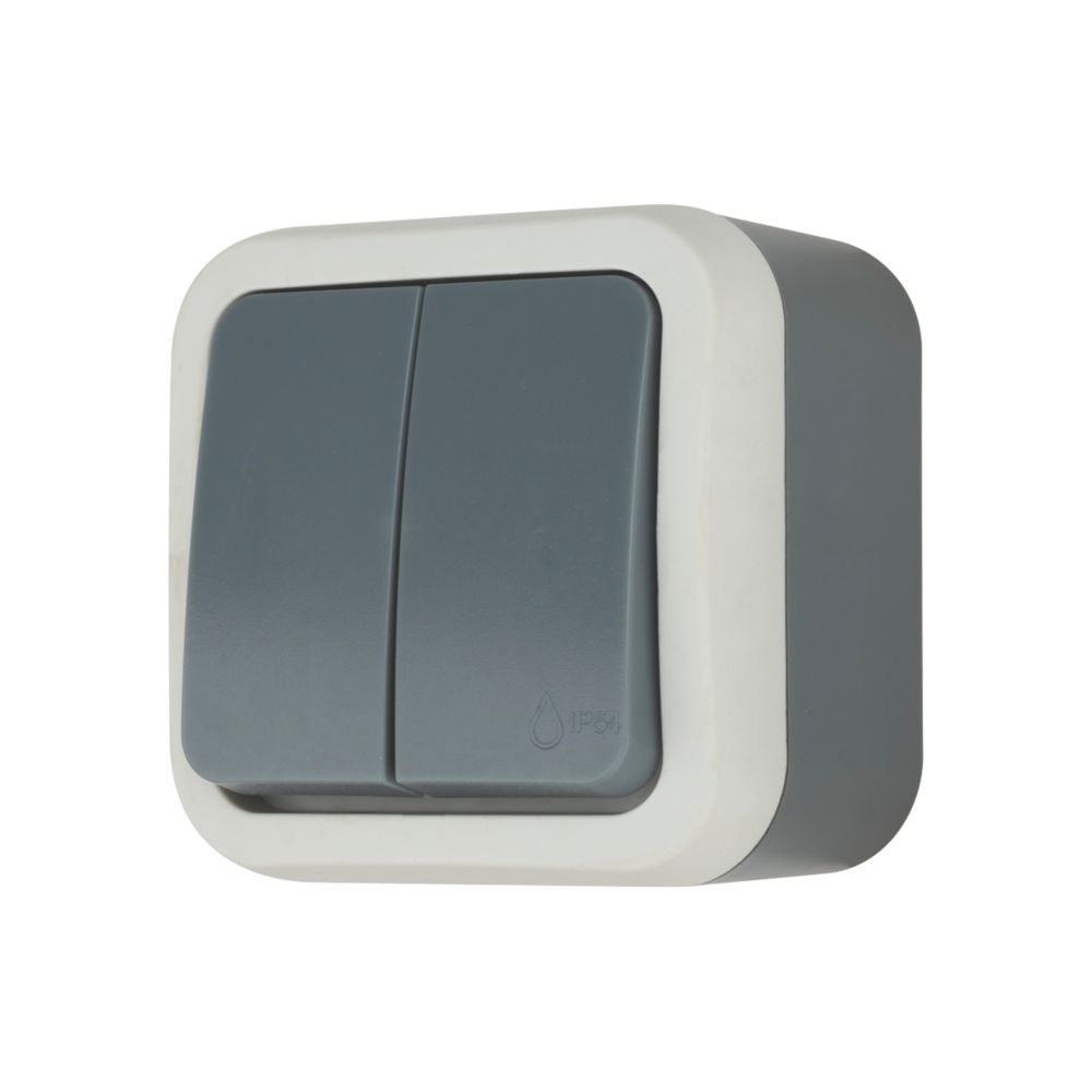 Double va-et-vient complet étanche 1 poste gris LAP