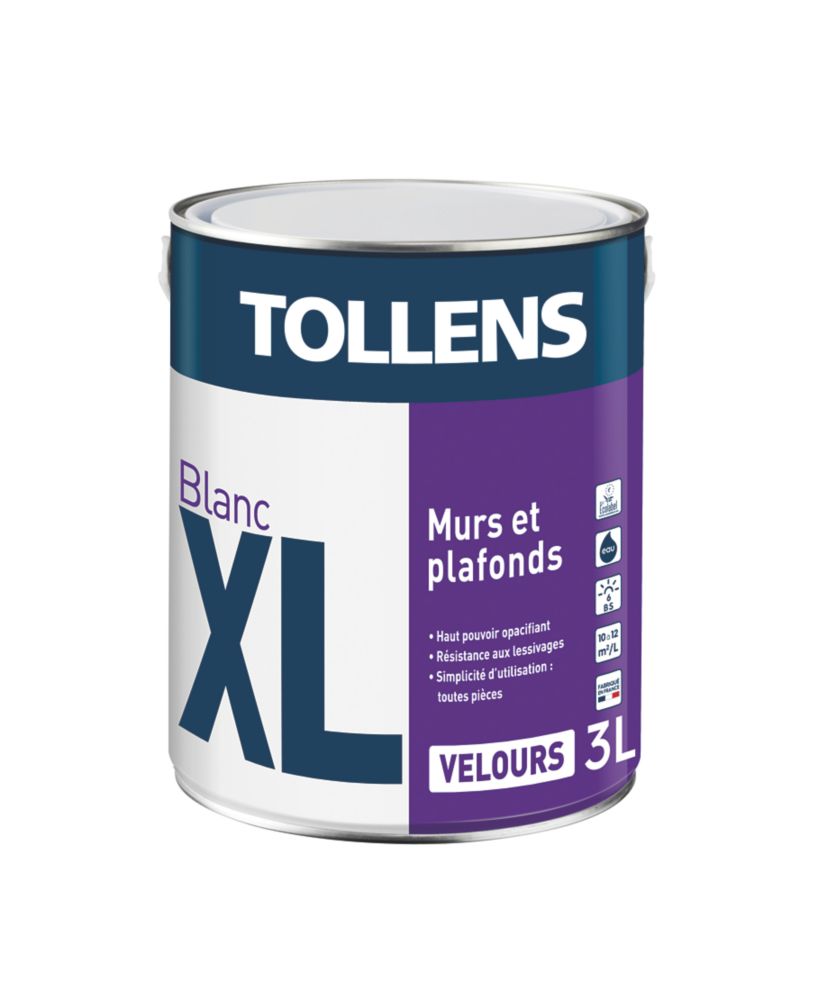 Peinture acrylique blanche Velours Tollens 3L